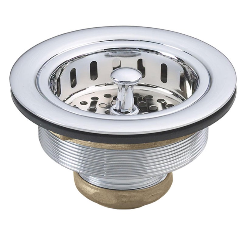 Westbrass D214-26 3-1/2" Post Style Large Kitchen Sink Basket Strainer, Polished Chrome - Image 1